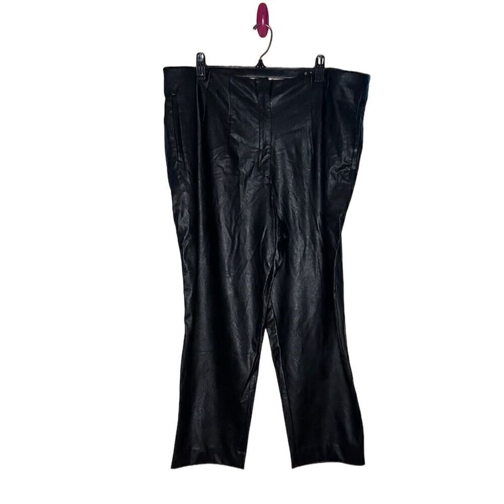 Express Women's Black Vegan Leather Straight Pants Size 18S